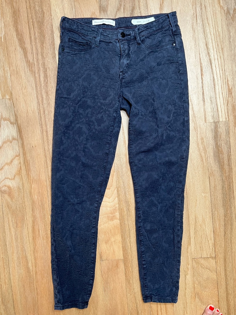Pilcro and the letterpress anthropology black textured pants.